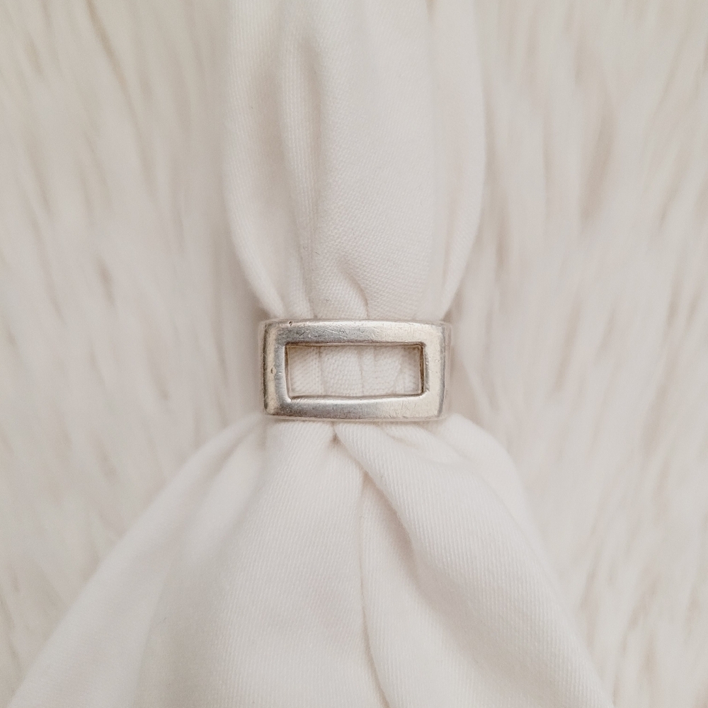 925 Sterling Silver Rectangular Bar Ring - image 1